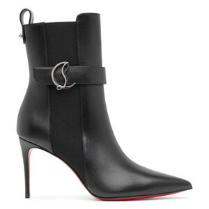 Christian Louboutin SO CL Chelsea Booty 85 Black Leather Ankle Heel Bootie 37.5